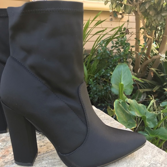 New Black stretchy chunky heel boots 7.5 - Picture 8 of 8